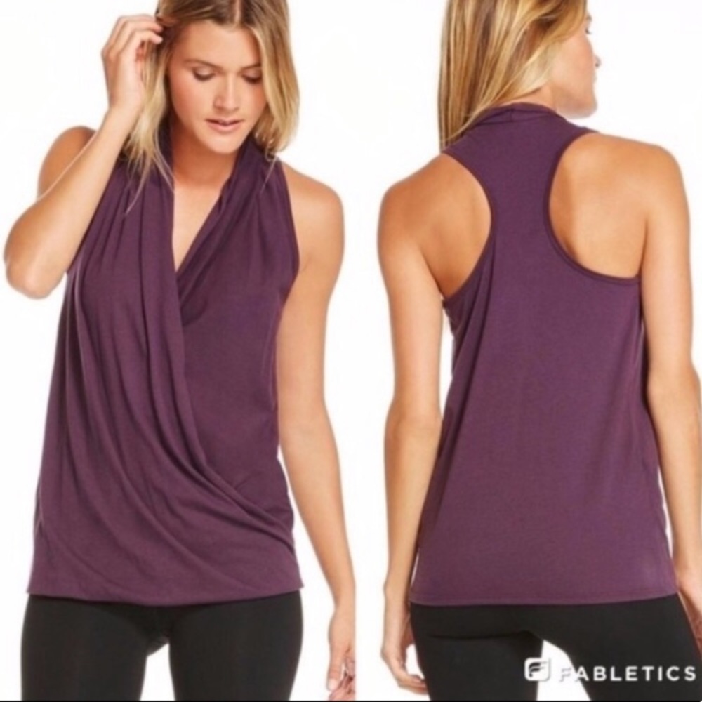 Fabletics Purple Wrap Tank Top Racerback XS